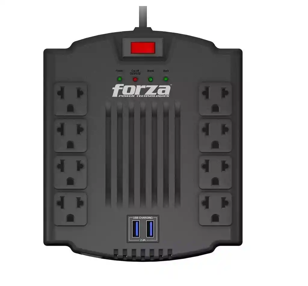 Regulador De Voltaje Forza Fvr-1211usb 8 Tomas 2 Puertos Usb