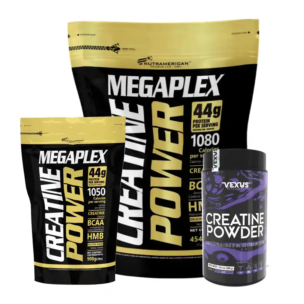 Megaplex Creatine Power 10 Lb + Megaplex Creatine Power 2 Lb + Creatine 300 Gr