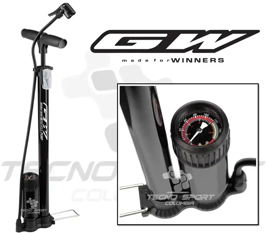 Inflador Bicicleta Bomba Piso Manómetro Válvula Universal