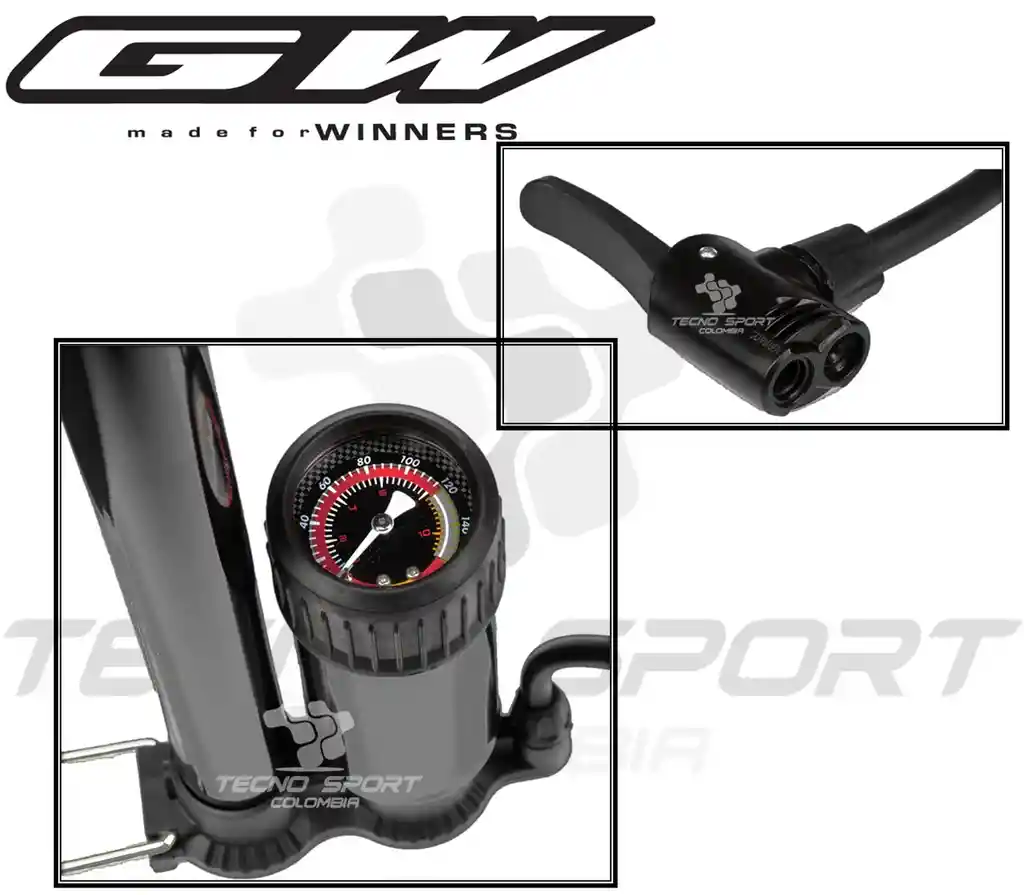 Inflador Bicicleta Bomba Piso Manómetro Válvula Universal