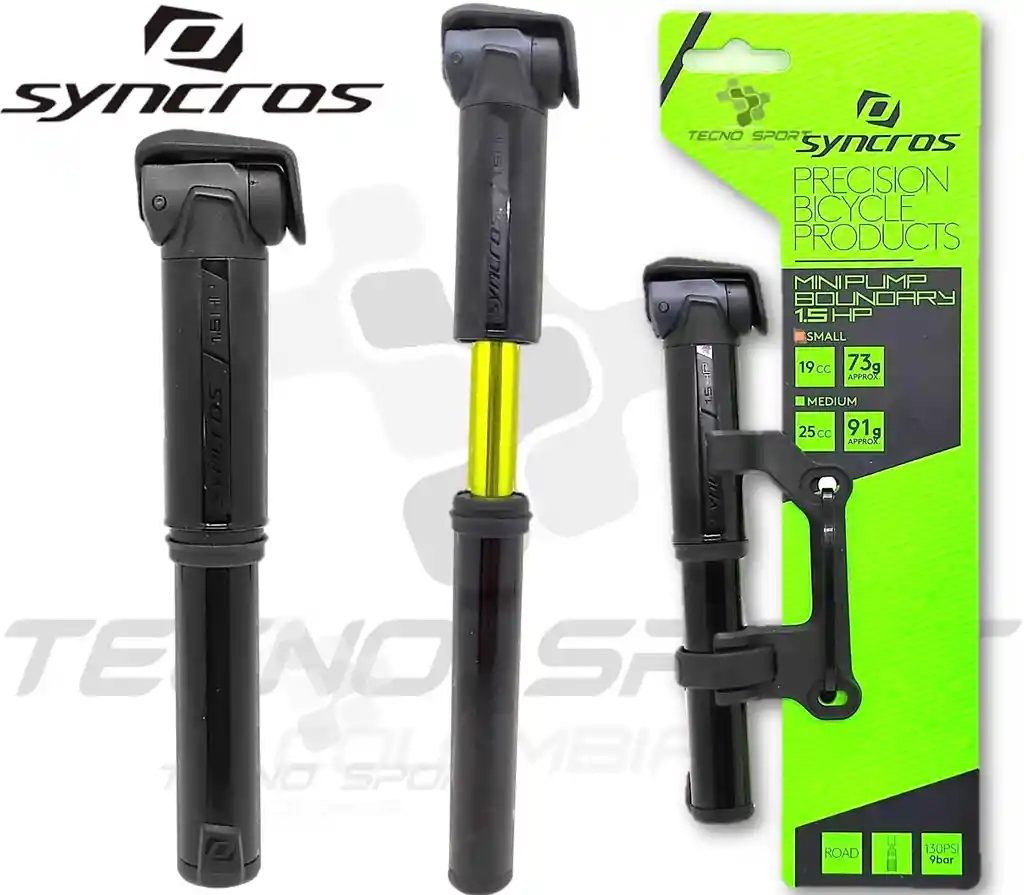 Inflador Aire Mini Syncros Bomba Bicicleta Ruta Mtb 130 Psi