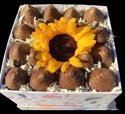 Caja Mas Girasol Y Fresas Con Chocolate Amor Aniversario Cumpleaños, Del Abogado Dia De Regalar Flores Amarillas