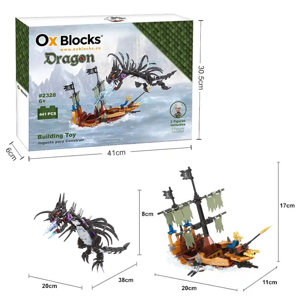  Ox Dragón  Bloques De Juguete Para Construir  2328  441 Piezas 