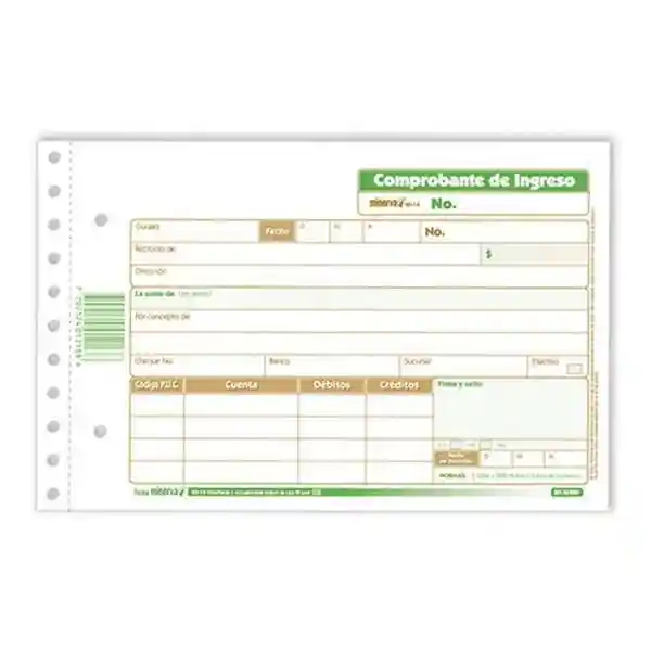 Comprobante De Ingreso Minerva Pte 50hojas