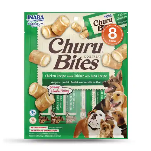 Churu Bites Snack Para Perro Wraps De Pollo Con Atun X 8und