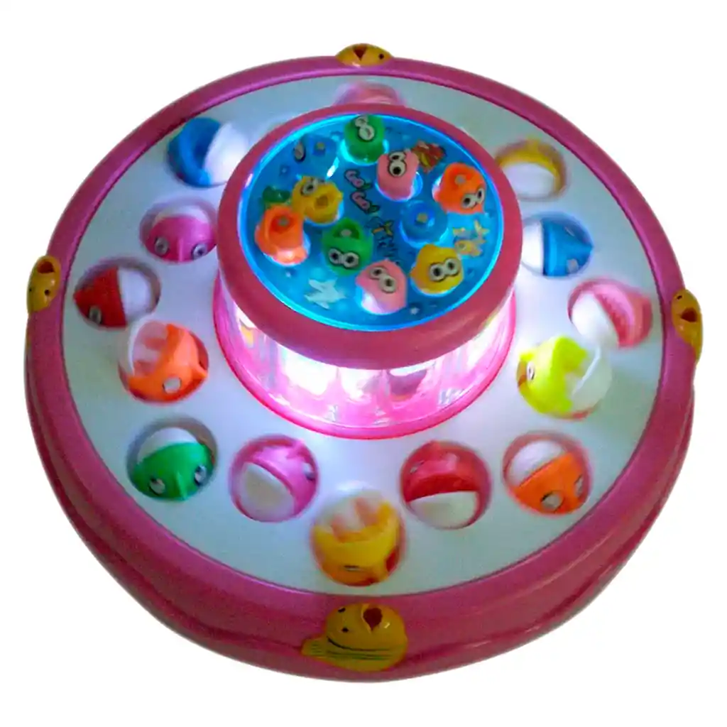 Juego Pesca 2 Pisos Mágnetico Niños Fishinggame Luces Sonido Rosado