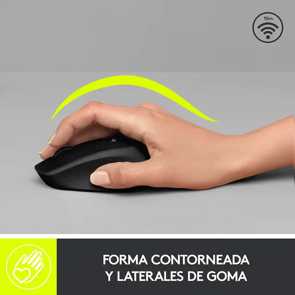 Mouse Inalámbrico Logitech M280 Diseño Curvo Total Comfort - Negro