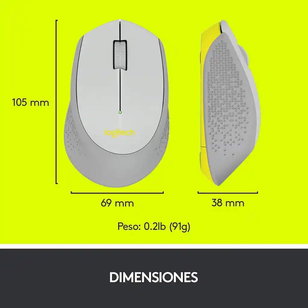 Mouse Inalámbrico Logitech M280 Diseño Curvo Total Comfort - Plateado