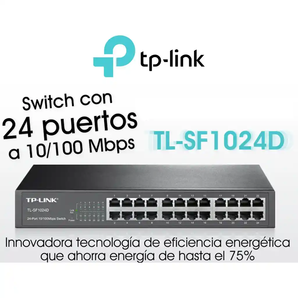 Switch 24 Puertos 10/100 De Escritorio/rack, Tp-link Tl-sf1024d