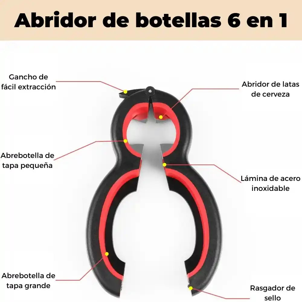 Abrelatas Destapador 6 En 1 Multifuncional Abrebotellas