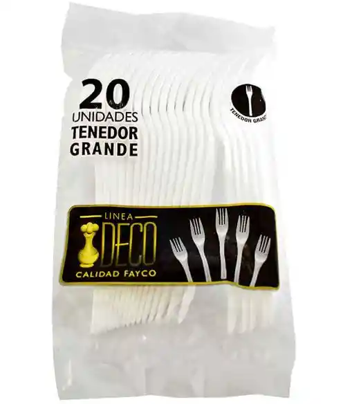 Tenedor Desechable Grande Blanco Deco X20 Unidades