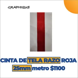 Cinta De Tela Razo O Ilusión Roja De 25 Mm Metro