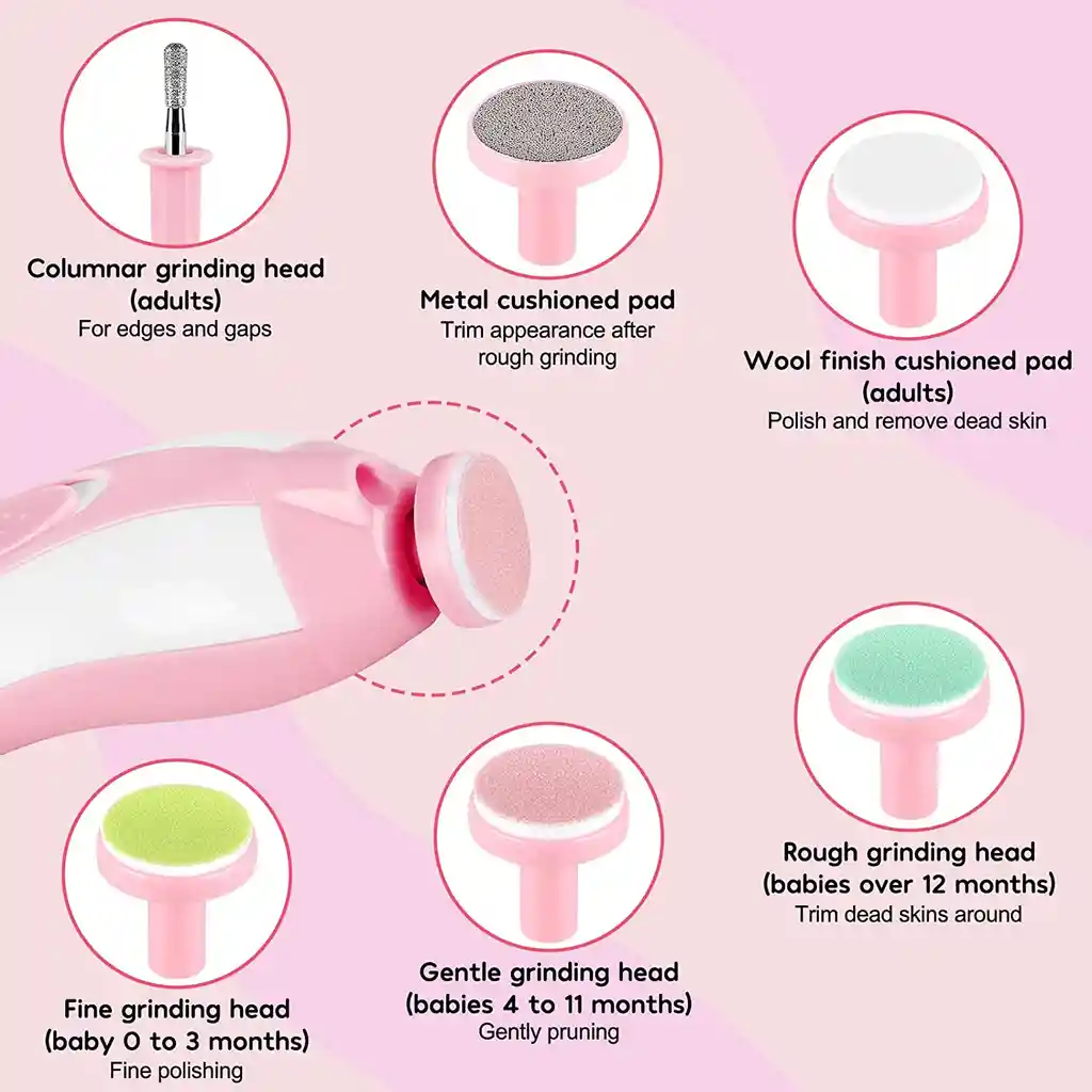 Lima Eléctrica Pulidor Uñas Cortaúñas Bebé 6 En 1 Manicure