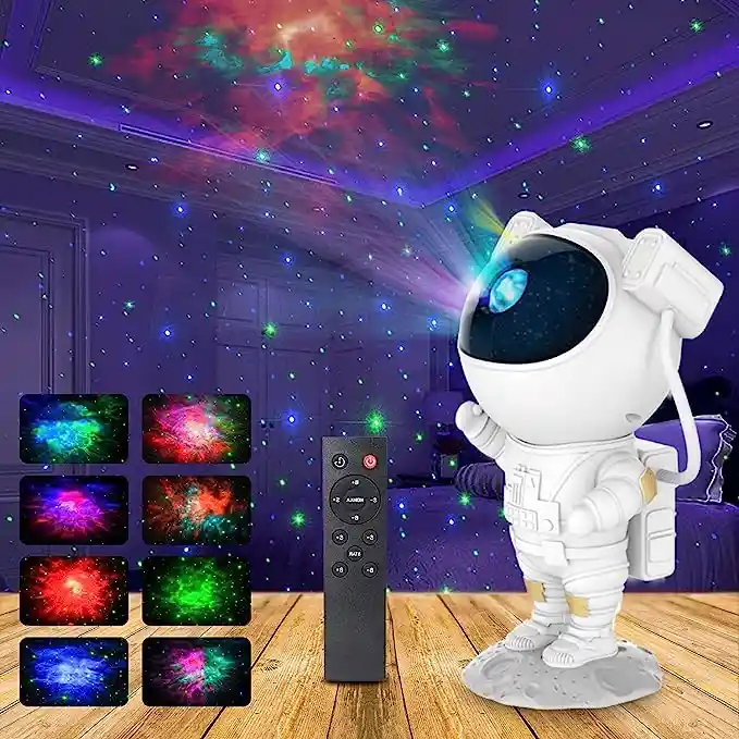 Lampara Proyector Astronauta De Galaxia Nebulosa Y Estrellas
