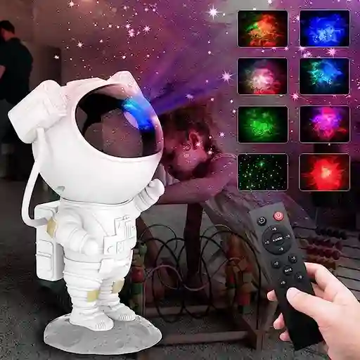 Lampara Proyector Astronauta De Galaxia Nebulosa Y Estrellas