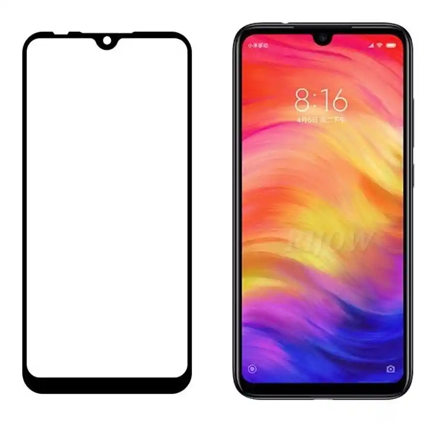 Vidrio Templado Para Xiaomi Redmi Note 7 Con Borde Negro 9h