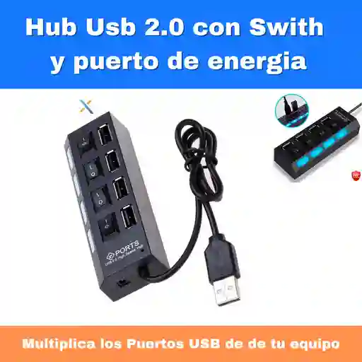 Hub Usb 2.0 4 Puertos Con Switch / Multilector Usb