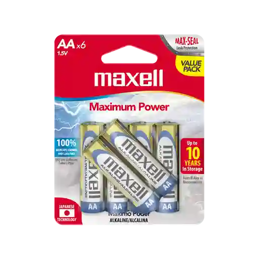 Maxell Bateria Alcalina Aa Lr06 4pk (pack 12) 96 Unidades