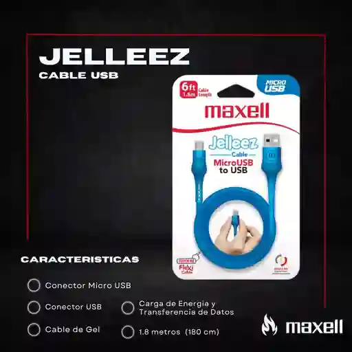 Cable Maxell Flex Jelleez Flex Micro Usb X2 Azul Y Naranja
