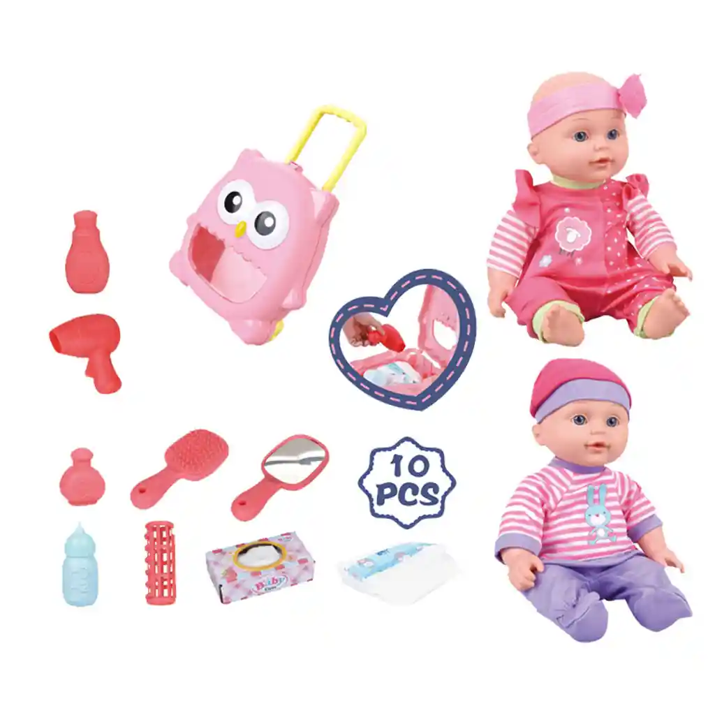 Set De Muñeca De 12 Pulgadas Con Sonido Y Accesorios, En Dos Modelos Surtidos.