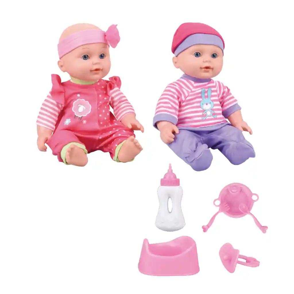 Set De Muñeca De 12 Pulgadas Con Sonido Y Accesorios, En Dos Modelos Surtidos. Toma Agua Y Hace Pipí