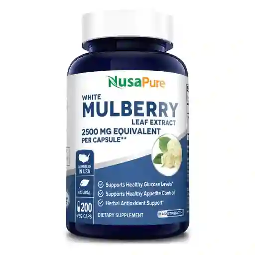 Nusa Pure Extracto De Hoja De Morera Blanca White Mulberry 5000 Mg 180 Cápsulas Veganas