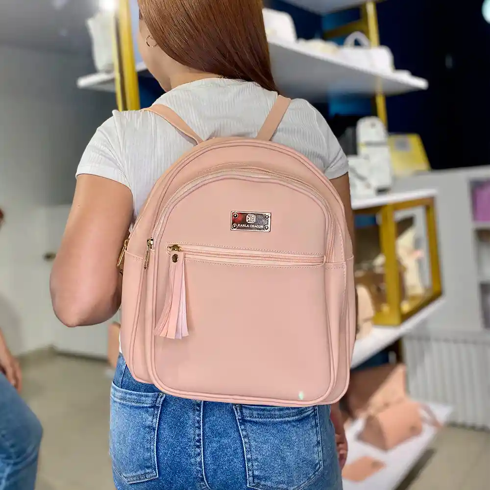 Morral Casual Mediano De Dama Mujer Karla Chacon Moka Rosa