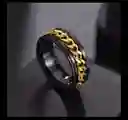 Talla 9 Anillo De Cadena Negro Con Dorado Ilusion Of Time