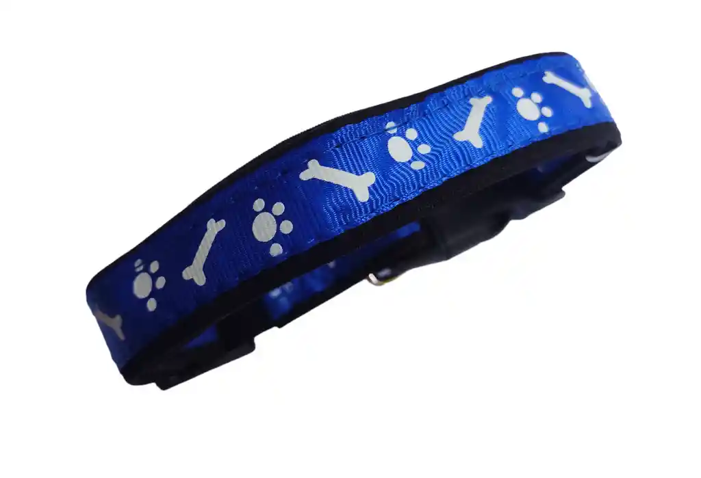 Collar Correa Reata Perros Azul Huellas Huesos Perros Medianos-grandes