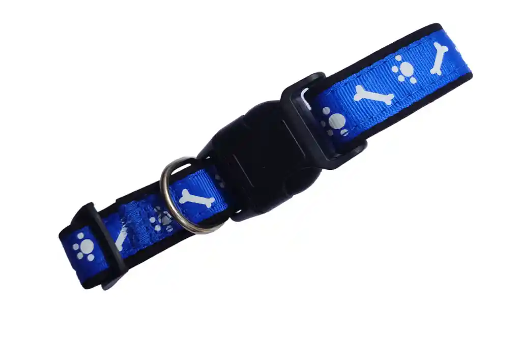 Collar Correa Reata Perros Azul Huellas Huesos Perros Medianos-grandes
