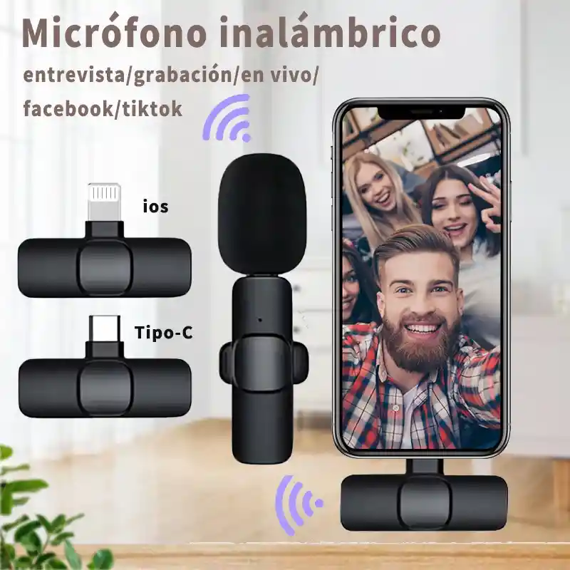  Microfono Inalambrico De Solapa Para iPhone Y Tipo C / 2 En 1 