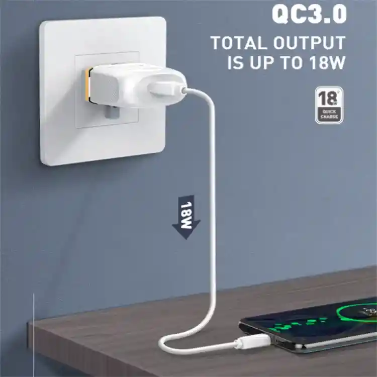 Adaptador / Cargador De Corriente Carga Rapida 18w Ldnio + Cable Tipo C