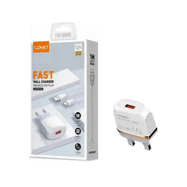 Adaptador / Cargador De Corriente Carga Rapida 18w Ldnio + Cable Tipo C