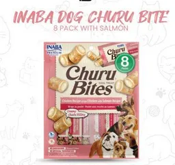 Inaba Dog Snack Churu Bites Pollo Wraps 8 Piezas - Pollo Con Salmon 96 Gr