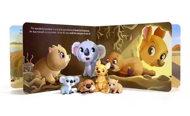 Libro Para Niños Y Juego 2 En 1 Figuras Animales Australia