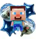 Kit Bouquet X 5 Globos Metalizados Minecraft