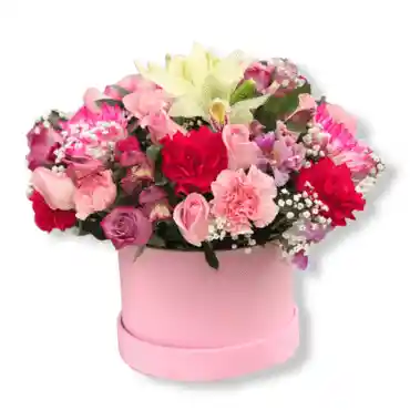 Caja De Flores Rosadas