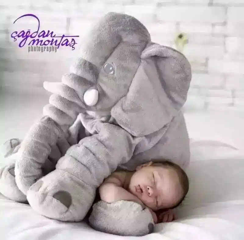 Almohada Abrazadora Elefante Relajante 60 Cm Bebes Niños - Pillow Baby Gris Deluxe