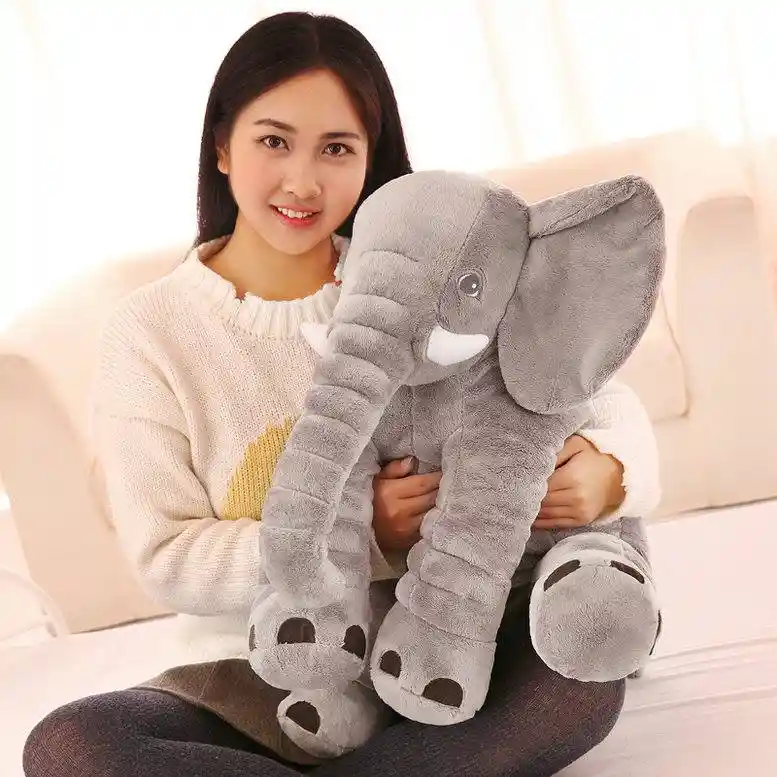 Almohada Abrazadora Elefante Relajante 60 Cm Bebes Niños - Pillow Baby Gris Deluxe