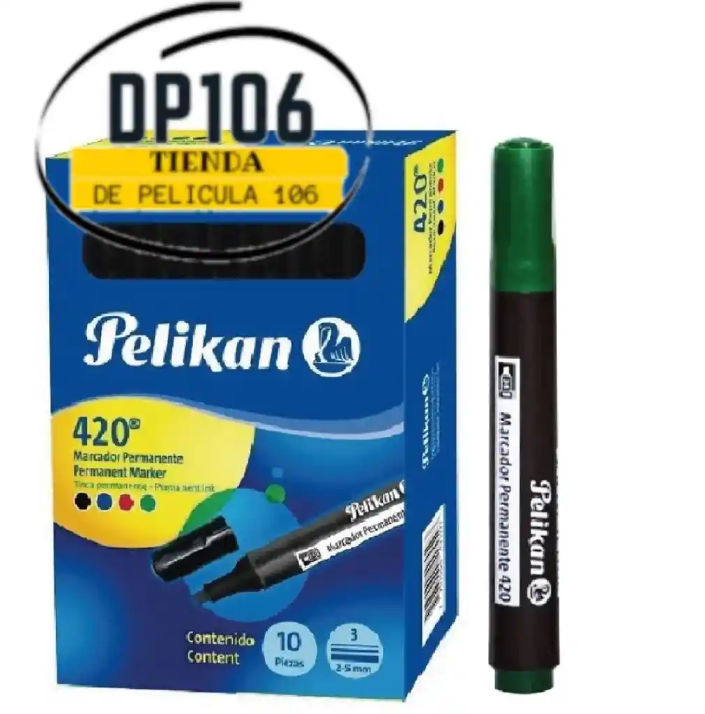 Pelikan Marcador Permanente Verde X 10 Und