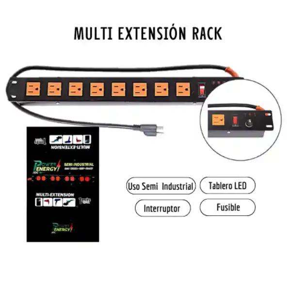 Multitoma Electrica Con Polo A Tierra De 8 Salidas