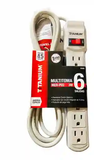 Multitoma Electrica 6 Conexiones X 3 Mts