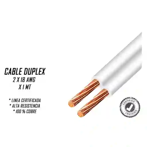 Cable Electrico Duplex 2 X 18 Awg X 1 Mt Certificado