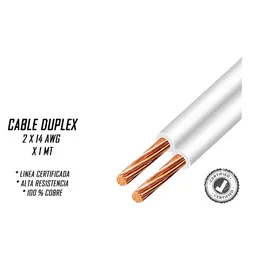 Cable Electrico Duplex 2 X 14 Awg X 1 Mt Certificado