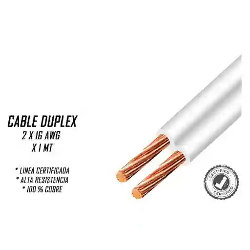 Cable Electrico Duplex 2 X 16 Awg X 1 Mt Certificado