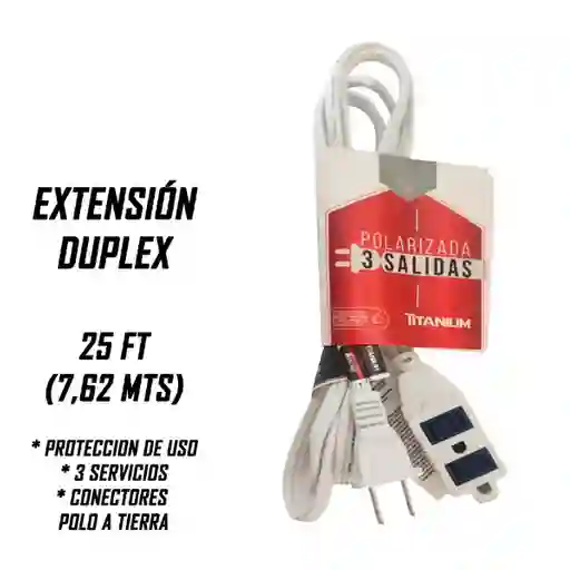 Extension Electrica 25 Ft (7,62 Mts) Duplex
