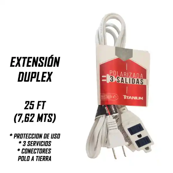 Extension Electrica 25 Ft (7,62 Mts) Duplex