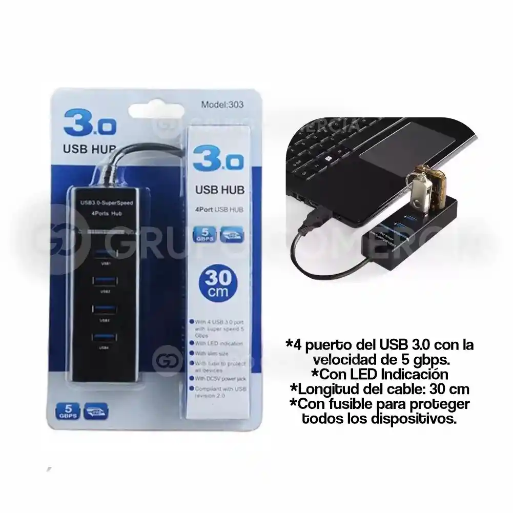 Multipuerto Hub 3.0 Usb 5 Gbps