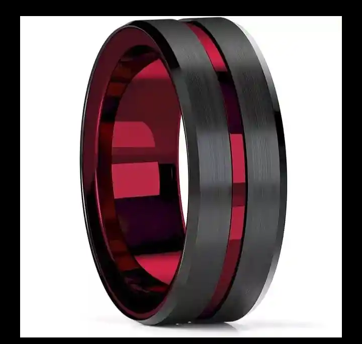 Talla 8 Anillo De Marte Negro Con Rojo Ilusion Of Time