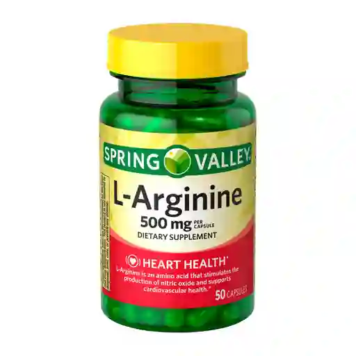 Spring Valley L-arginine 500 Mg 50 Capsulas Apoyo A La Salud Cardiovascular